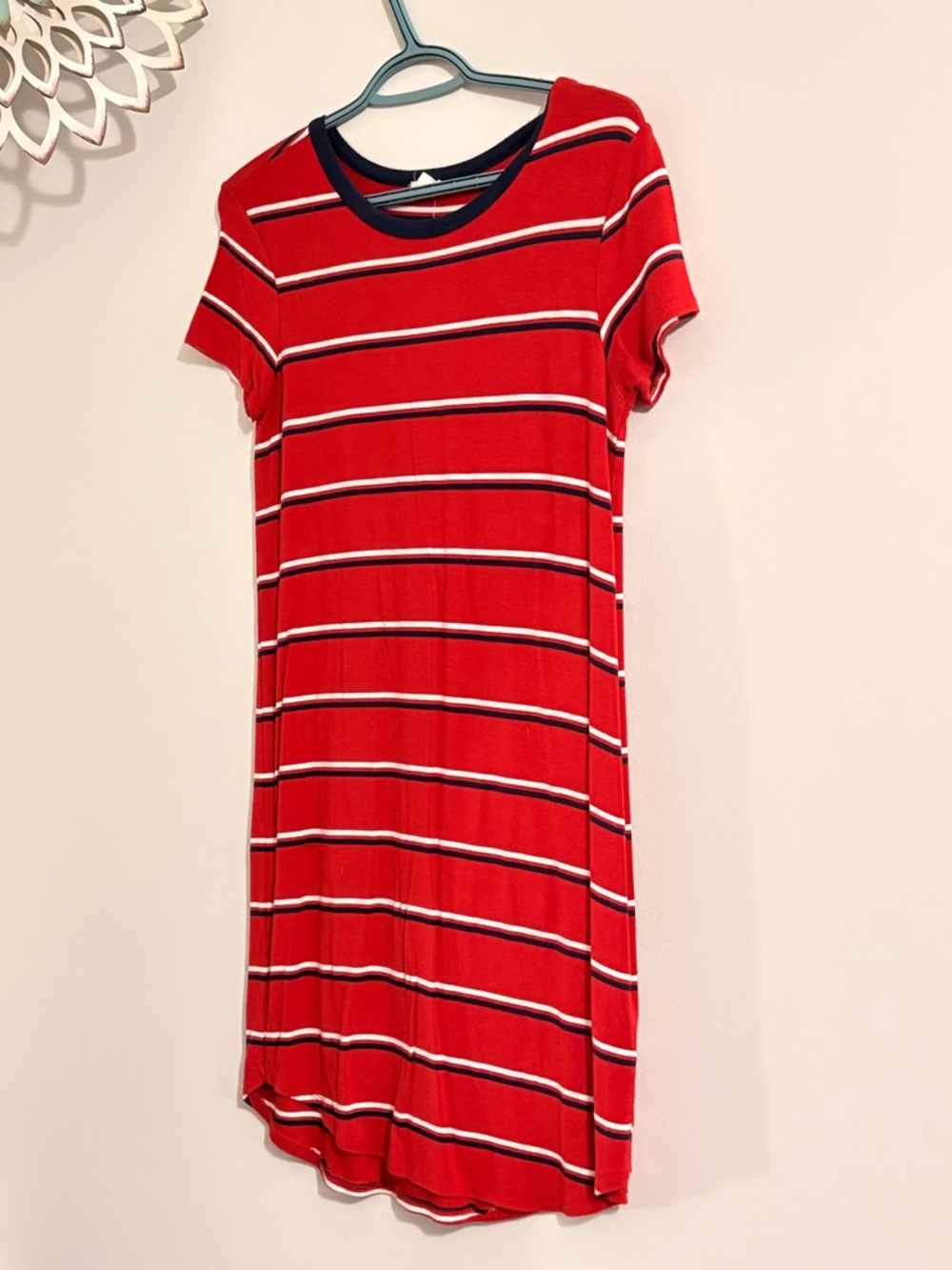 Garage Red Striped Short Sleeve T-Shirt Dress